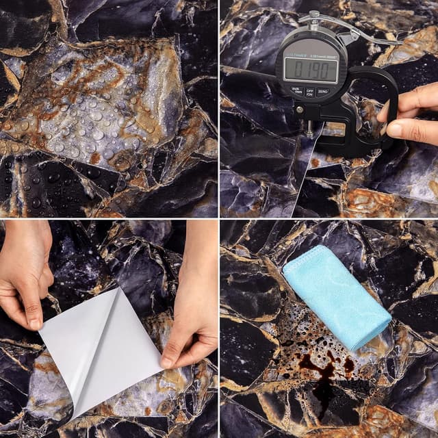 Detalle de Decoroom Carta da parati autoadesiva in vinile effetto marmo, impermeabile 40 x 300 cm