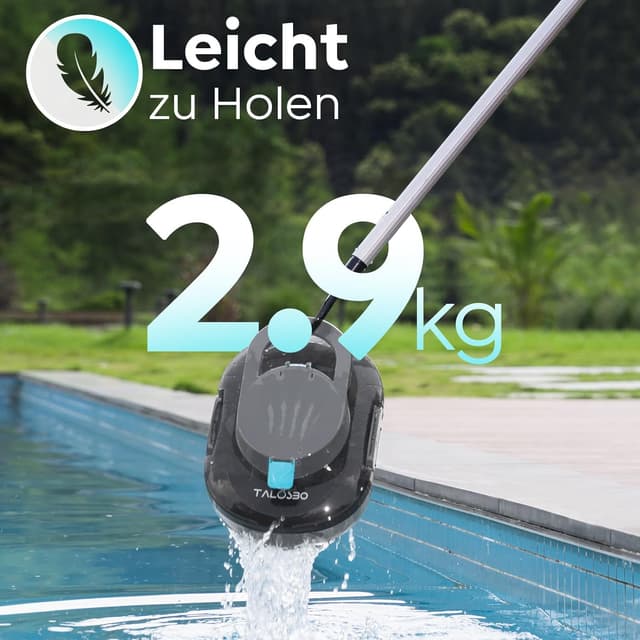 Detalle 2 de TALOSBO (2026 Upgrade) S1PRO Poolroboter – Akku-Poolsauger mit Selbsteinparkfunktion, bis 120 Min Laufzeit für Flachböden bis 100 m²