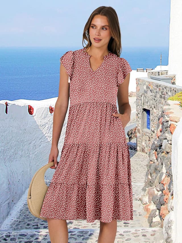 Thumbnail 5 de ANRABESS Womens Summer Dress V‑Neck Midi Sundress