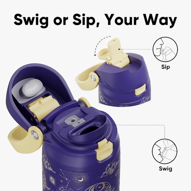 Thumbnail 6 de ENCOOL Leakproof Insulated Water Bottle with Straw, Dual-Sip 24 oz (Astral Chart)