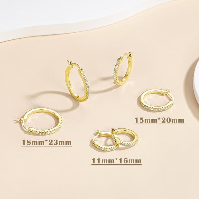 Detalle de Loutade Creolen aus Silber 925 im Set (3 Paar) – hypoallergen & nickelfrei