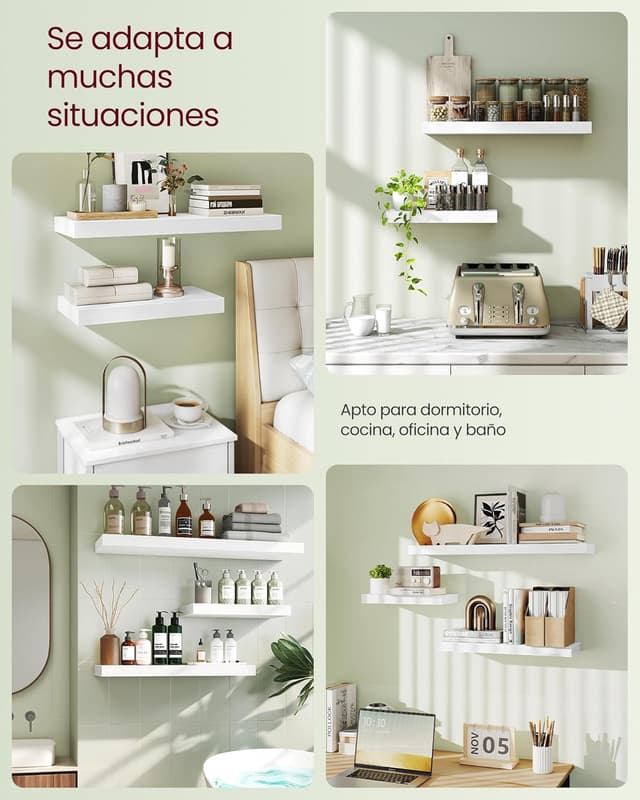 Detalle 2 de VASAGLE LWS026WE01 estante flotante 20x60 cm