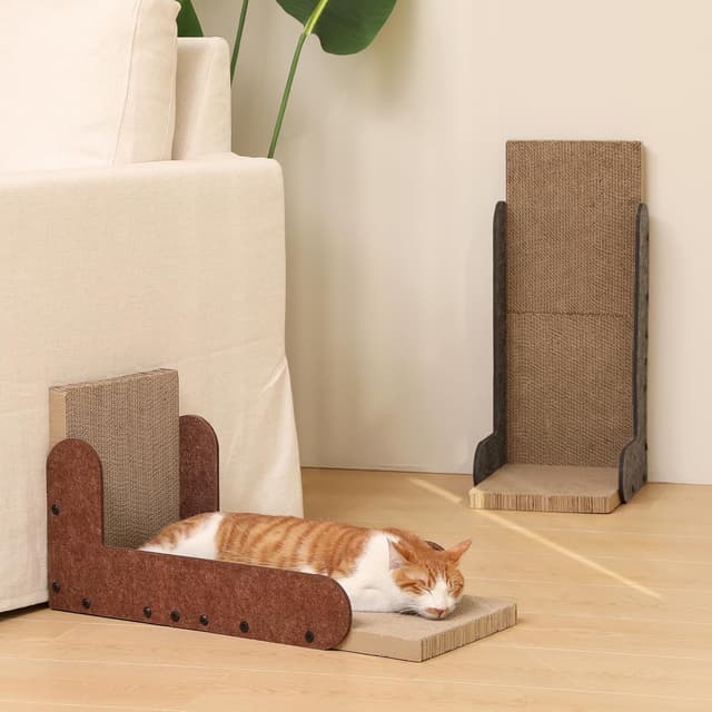 Thumbnail 6 de FUKUMARU Cat Scratcher (68 cm L-shaped) wall scratch pad in caramel