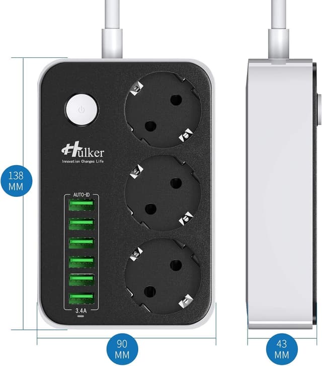 Detalle 2 de Hulker Steckdosenleiste mit 6 USB Ports