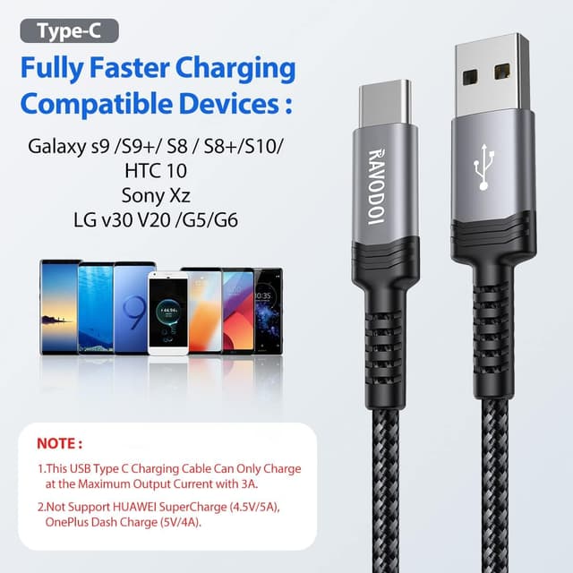 Thumbnail 6 de USB-C Charger Cable 3m 2-Pack – USB to USB-C Fast Charge (Nylon Braided)