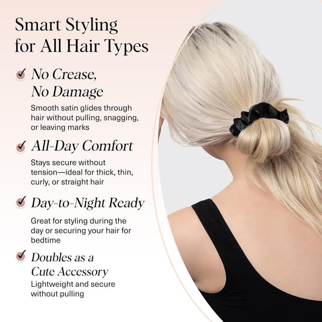 Detalle de Kitsch Satin-Haargummis 5er-Pack schwarz 🎀