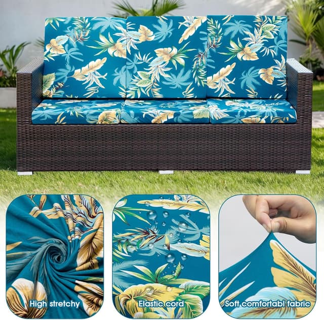 Detalle 2 de LiveGo Patio Stretch Sofa Cushion Cover Replacement (2, Venus) – Elastic Outdoor Cushion Slipcover