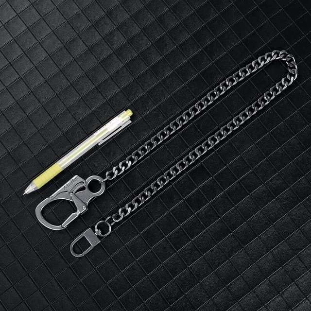 Detalle de Chaîne de portefeuille homme Ahiller avec mousqueton en alliage et chaîne en acier inoxydable (gris acier)