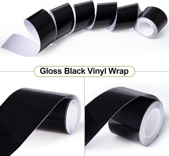 Detalle de Spurtar Chrom Autofolie Schwarz glänzend (10 cm x 6 m) selbstklebend – Vinyl-Lackschutz für Chromleisten