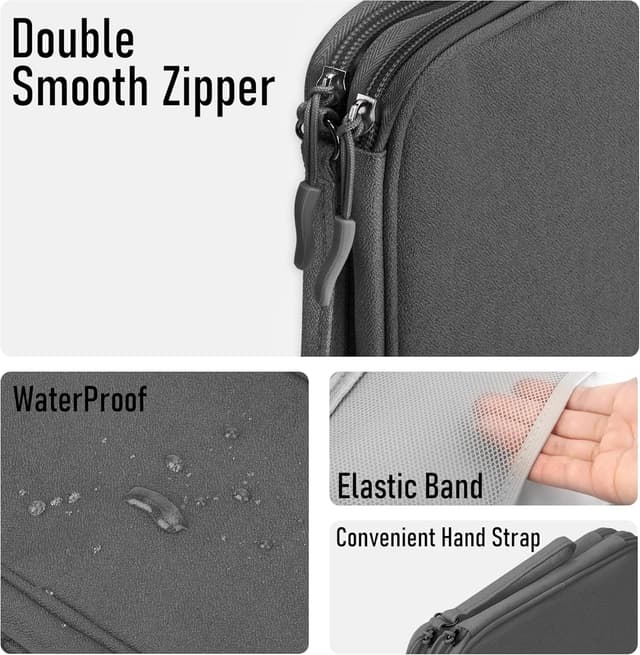 Detalle de Arae Electronic Accessories Organizer Travel Cable Bag (Large) – Dark Grey