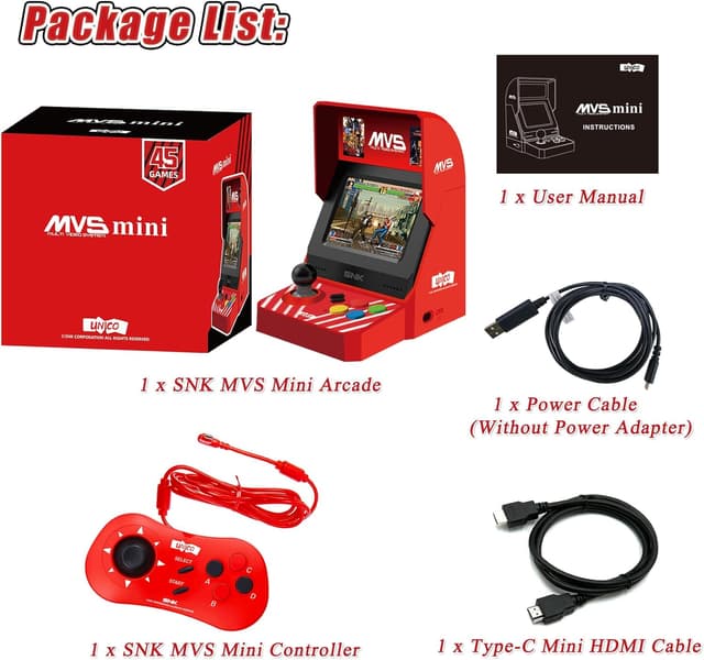 Thumbnail 6 de UNICO MVS Mini Arcade con set di controller Rossi e 45 giochi SNK Neo Geo (cavo HDMI incluso)