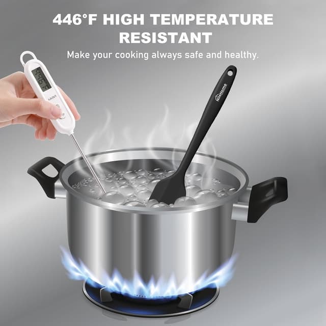 Detalle de NileHome Silicone Spatula Set (4-piece) with 18/8 stainless steel core, BPA-free, black