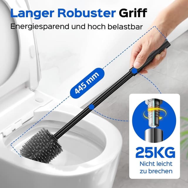 Thumbnail 4 de HAMITOR Klobürste Silikon Edelstahl Schwarz Wandmontage