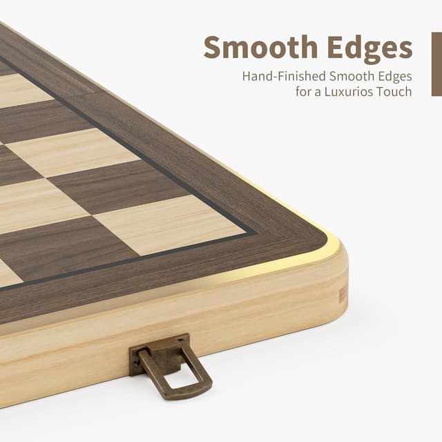 Detalle 2 de 38 cm Holz Klapp-Schach- und Dame-Set