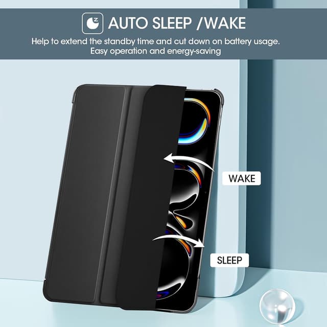 Detalle de ProCase Hülle für 11" iPad Pro (M5 2025 / M4 2024) – dünnes Smart Case Cover in Schwarz