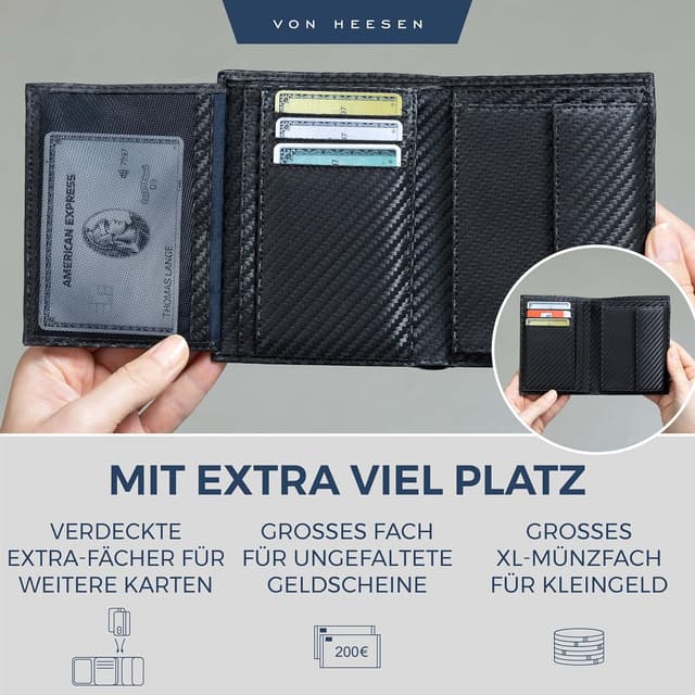 Detalle de VON HEESEN Leder-Geldbörse mit Münzfach
