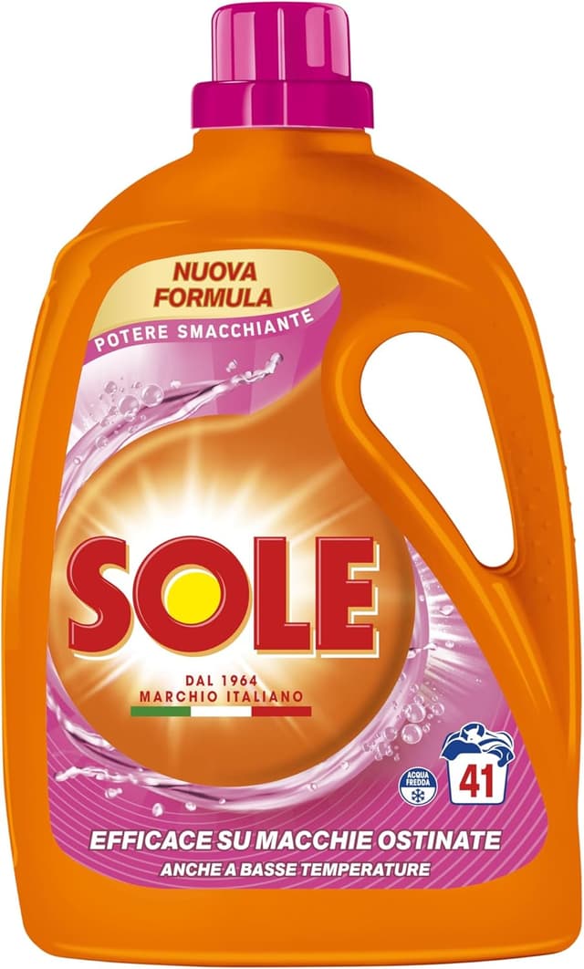 Detalle 2 de Sole detersivo lavatrice liquido Potere Smacchiante 328 – formula igienizzante, 8 confezioni da 41 lavaggi