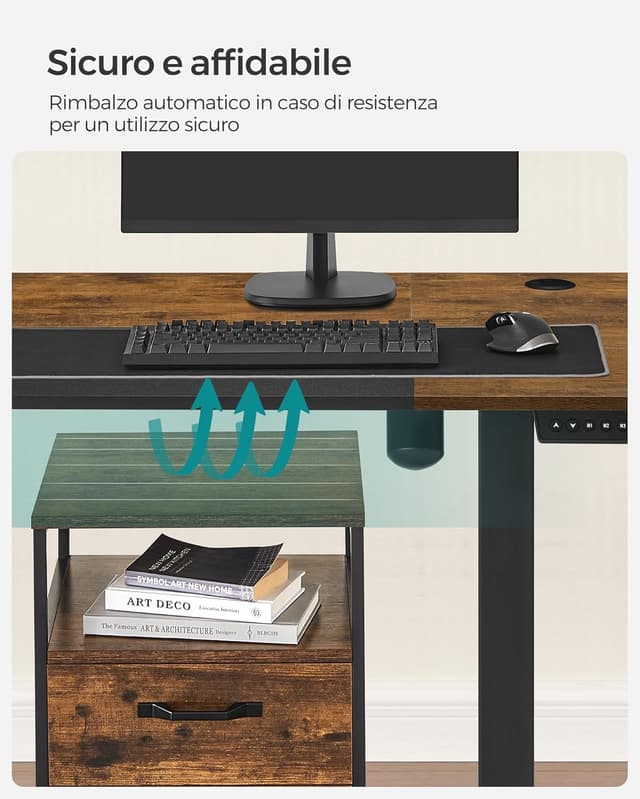Detalle 2 de SONGMICS scrivania elettrica regolabile in altezza 120×60 cm con memoria 4 posizioni e porta USB-C (LSD015X01)