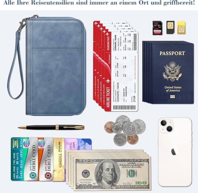 Detalle de FINTIE Familien-Reisepass-Tasche Reiseorganizer mit RFID-Blockierung