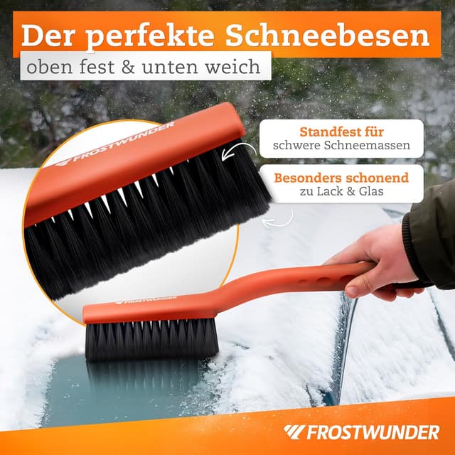 Detalle de FROSTWUNDER Das Original Eiskratzer-Auto mit Besen (41 cm) – Profi-Schneebesen gegen Schnee & Eis