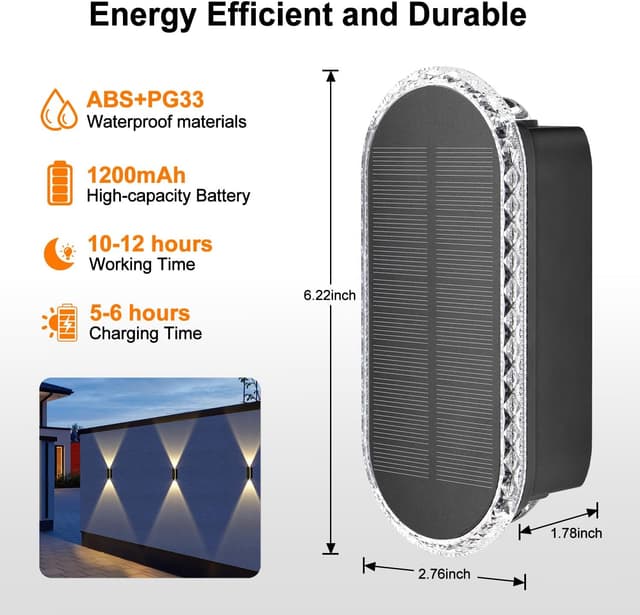 Thumbnail 6 de ELLASAY Solar Fence Lights 6-Pack IP65