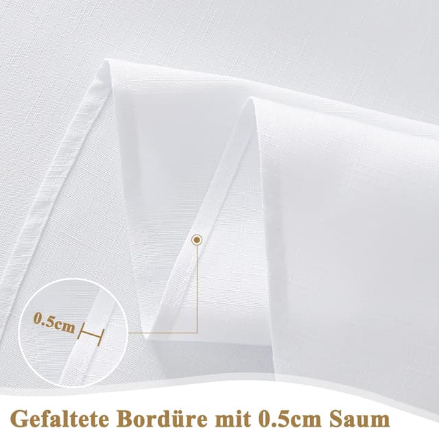 Detalle de AooHome Tischdecke abwaschbar in Weiß (Leinen-Optik), 100x140 cm, wasserabweisend