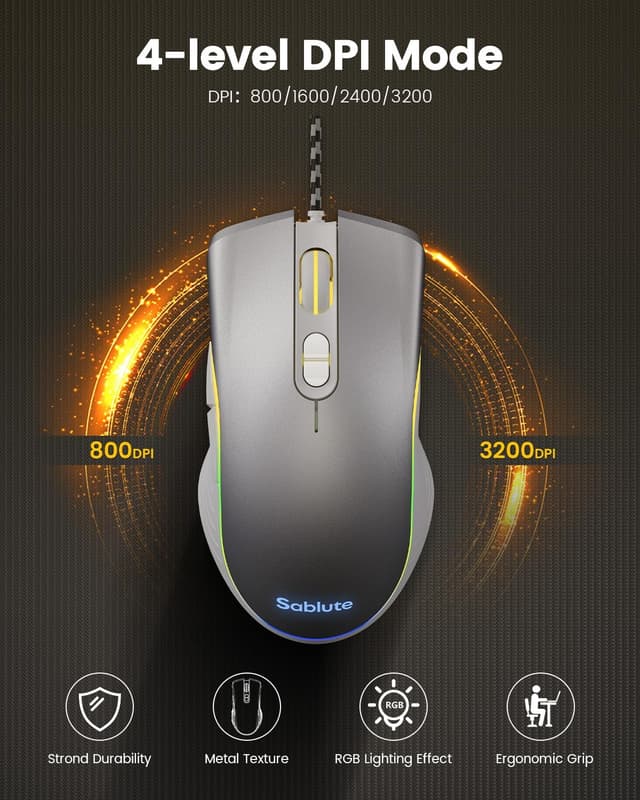 Thumbnail 5 de SABLUTE Wired Gaming Keyboard and Mouse