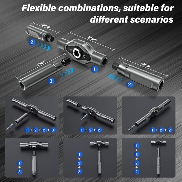 Detalle 2 de Koeutoze 42 in 1 ratchet screwdriver set with magnetic S2 bits and detachable T-handle