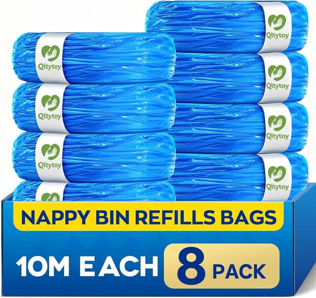 Detalle de 8 Pack Nappy Bin Refills (10M Extra Long) with Lavender Scent – Compatible with Tommee Tippee Sangenic & Sangenic-style systems
