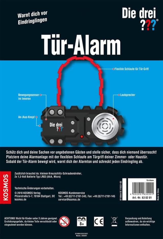 Detalle 1 de Die drei ??? Tür-Alarm von KOSMOS – Detektivset mit Alarmanlage für Kinder ab 8 Jahren