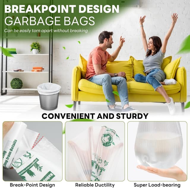 Detalle de Biodegradable Food Waste Bags (120 Pack) for 6 Litre Bins – 100% Recycled, Compostable Bin Liners