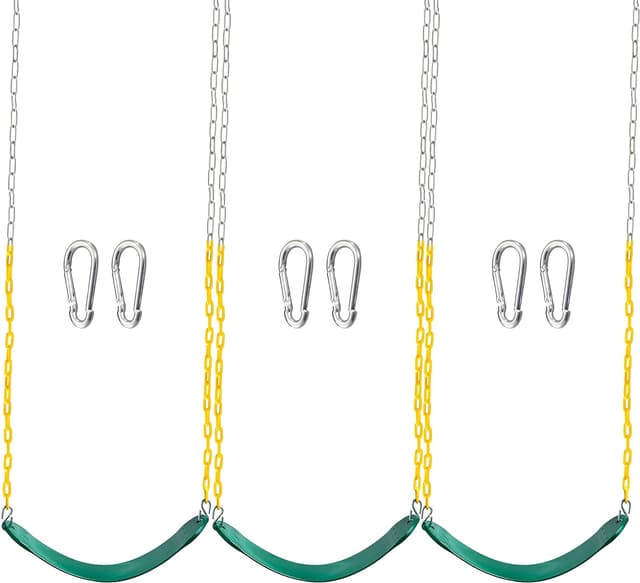 Detalle de TURFEE 3-Pack Heavy-Duty Green Swing Seats with 66" Chains (Snap Hooks), 300 lb capacity