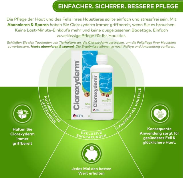 Thumbnail 6 de Clorexyderm 4% Shampoo 200ml für Hunde, Katzen, Pferde 🐾