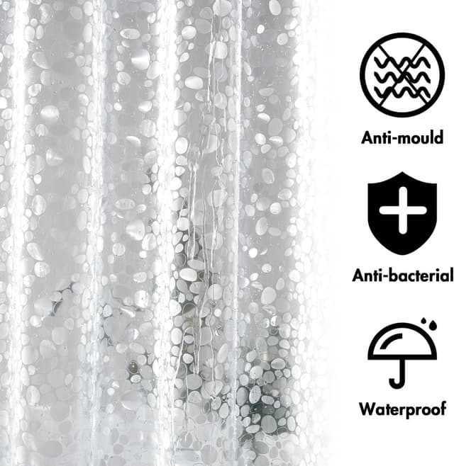 Detalle de MIULEE Cortina de Ducha Antimoho con Imanes y Patrón 3D