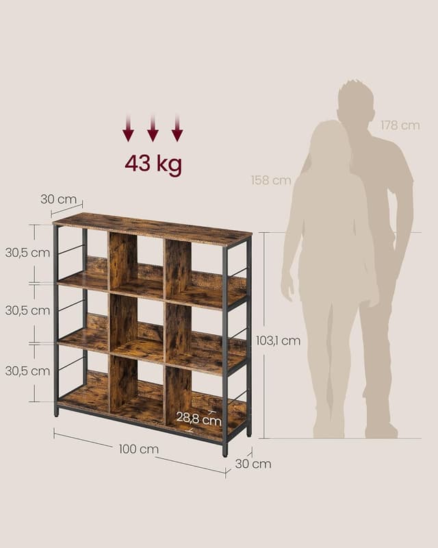 Thumbnail 2 de VASAGLE Regal 3 Ebenen 9 Fächer