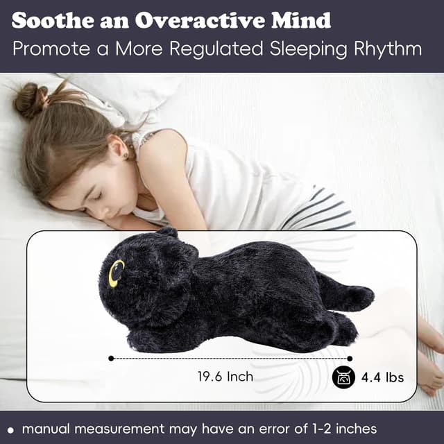 Detalle 2 de RLOMUTE Black Cat Weighted Plush Toy (Microwaveable) – 19.6in/50cm 4.4lb soft hug pillow