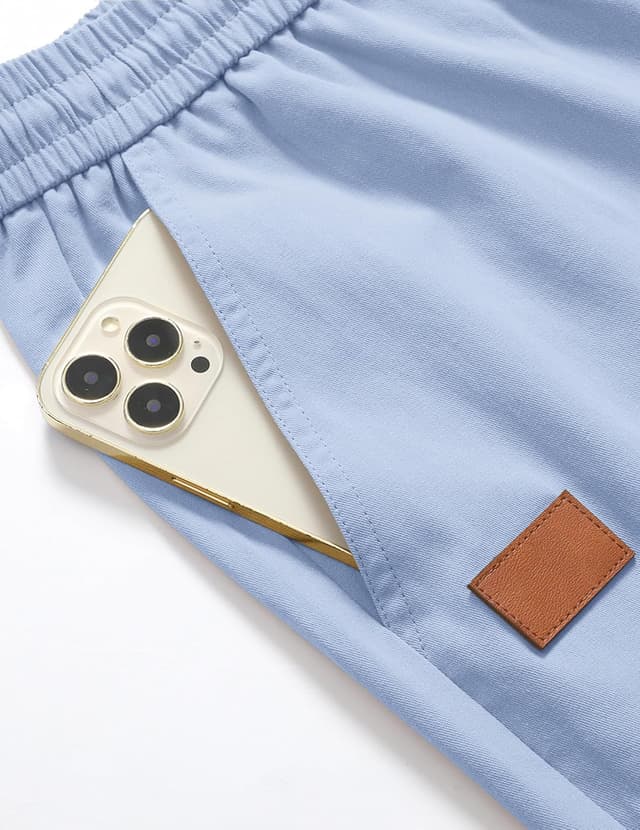 Detalle de TARAINYA Herren-Chino-Shorts aus Baumwolle mit Tunnelzug und Taschen