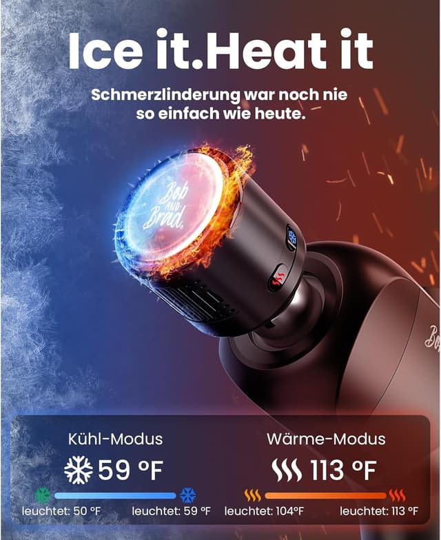 Detalle de Bob and Brad X6 Pro Max Massagepistole mit Wärme/Kälte, Metall-Massagekopf und 11-mm-Amplitude