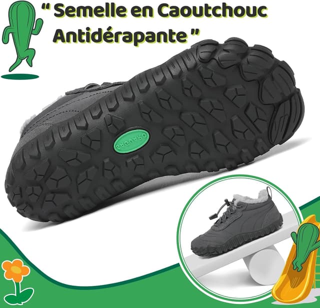 Detalle de SAGUARO Will I – chaussures minimalistes d’hiver enfant, doublure chaude (25-36)