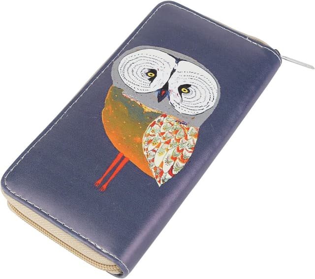Detalle de Portafoglio donna gufo blu grigio 19 cm