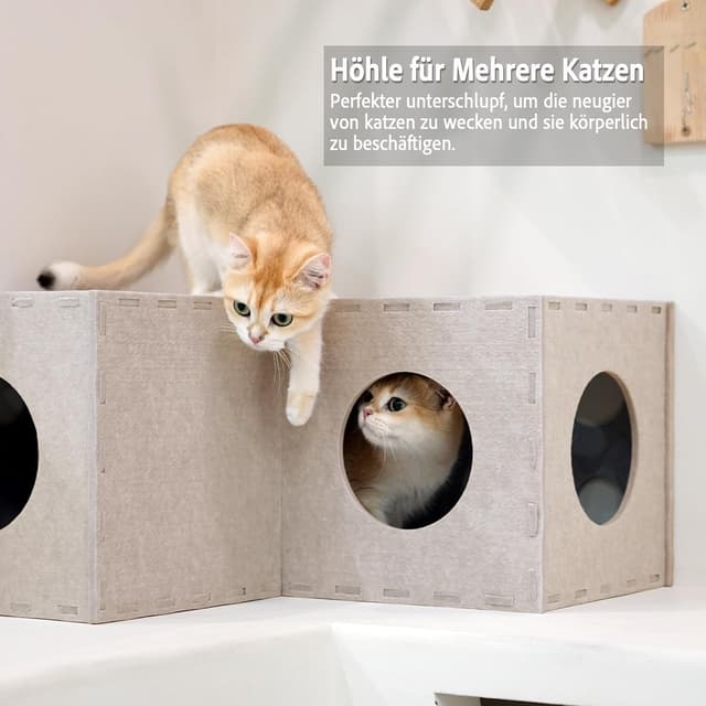 Detalle de PETKARAY Katzentunnel mit Katzenhöhle aus Filz – Original Katzenversteck für Indoor-Katzen