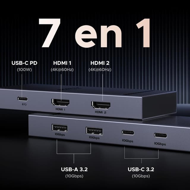 Detalle 2 de UGREEN Revodok Pro 207 Hub USB C 10Gbps 7 en 1