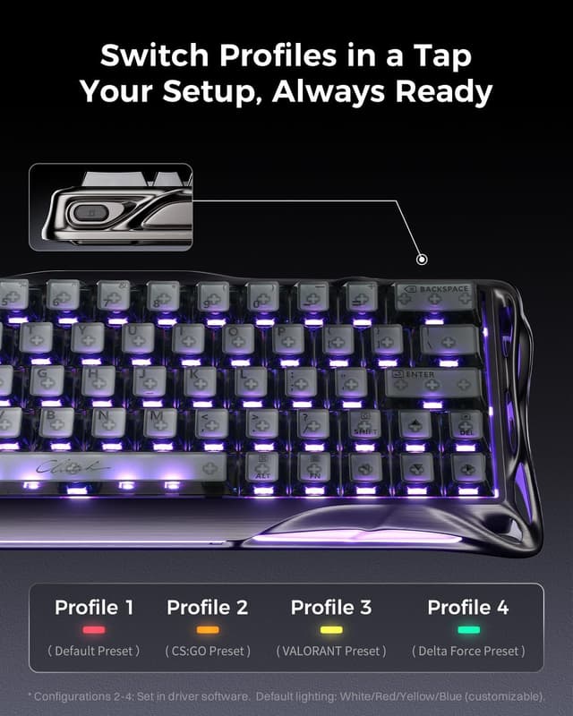 Detalle de GravaStar Mercury V60 Pro 60% Hall-Effect Gaming-Tastatur (V60 Pro) mit 8.000 Hz und 0,005 mm RT