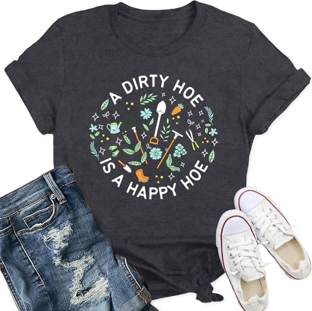 Thumbnail 6 de Qskall women’s garden T-shirt – “A Dirty Hoe is a Happy Hoe” slogan plant lover tee