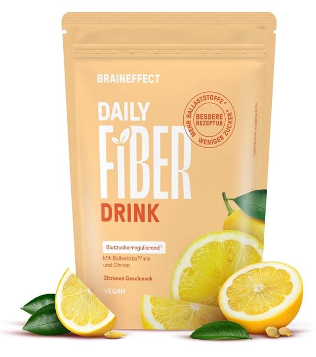 Detalle de BRAINEFFECT DAILY FIBER Ballaststoffgetränk mit Flohsamenschalen & Inavea™ Mix (zuckerfrei, 30 Portionen)
