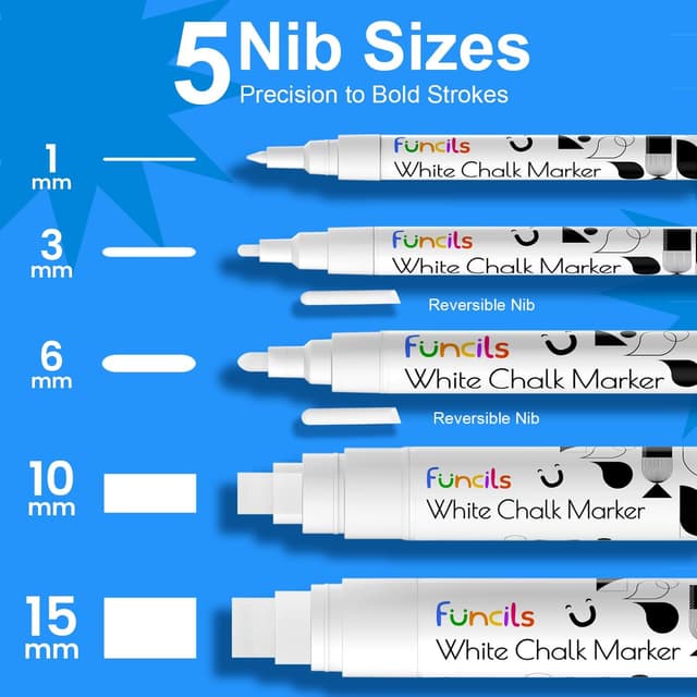 Detalle de Chalkboard marker set, white 1mm-15mm