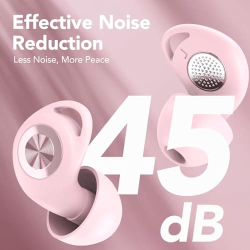 Detalle 2 de CASCHO Tapones de oídos para dormir con cancelación de ruido de 45 dB y 8 puntas reutilizables (rosa) + estuche