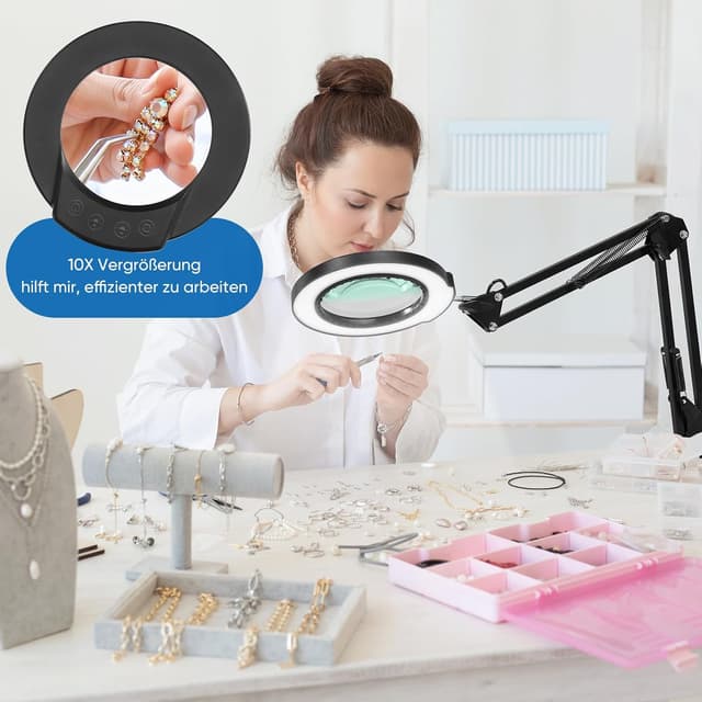 Thumbnail 5 de mandland 10X Lupe mit Licht und Klemme 4,3"