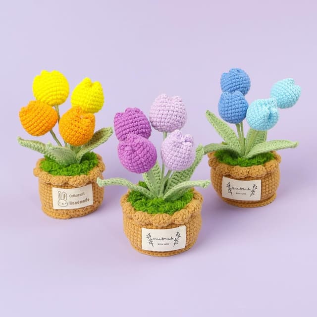 Thumbnail 4 de UniqKaliber Häkel-Tulpen fertiger Blumenstrauß