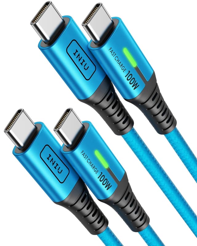 Detalle de INIU 100W USB-C Cable 6.6ft 2-Pack for Fast Charging 🔌